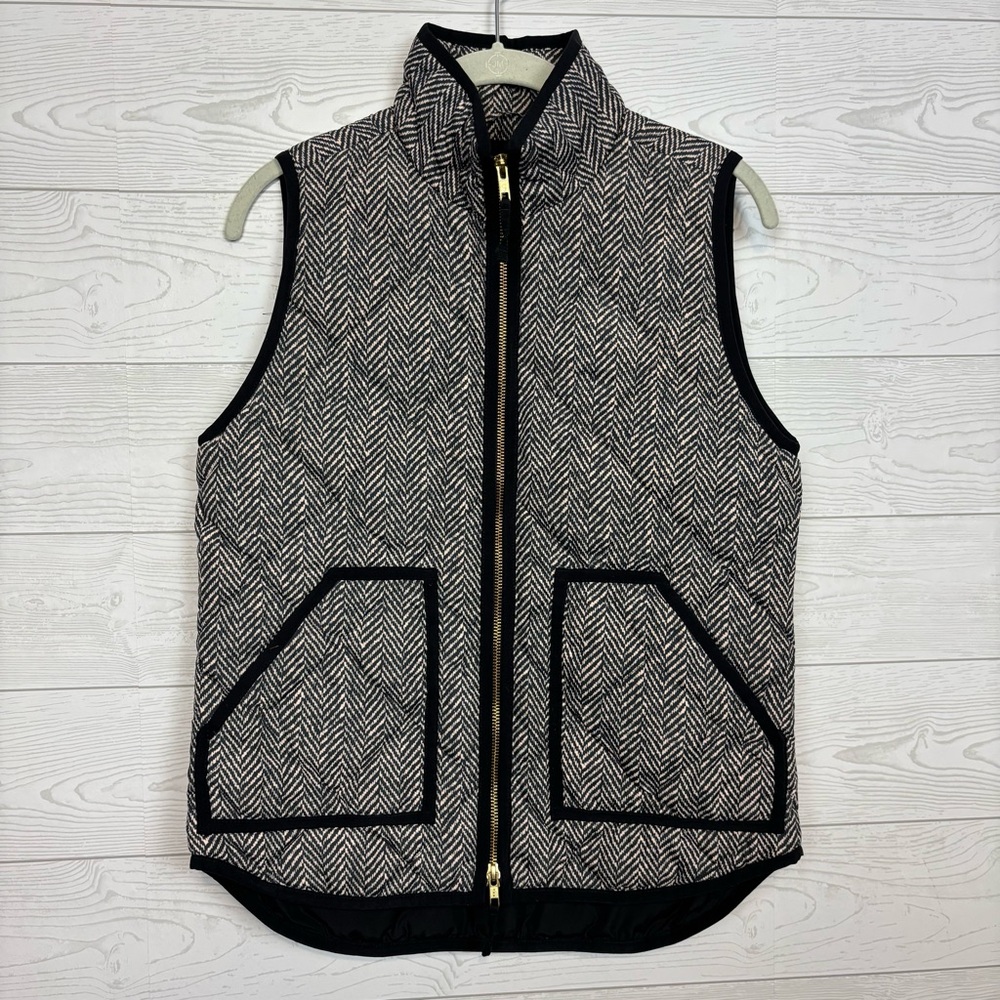 J. Crew Factory Herringbone Quilted Down Vest Size XS